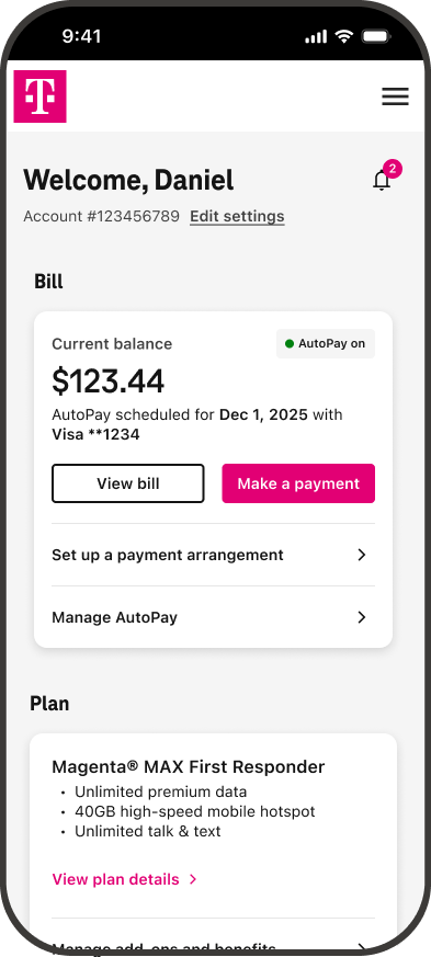 T-mobile dashboard